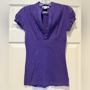 Charlotte Russe Purple V-Neck Short Sleeve Top